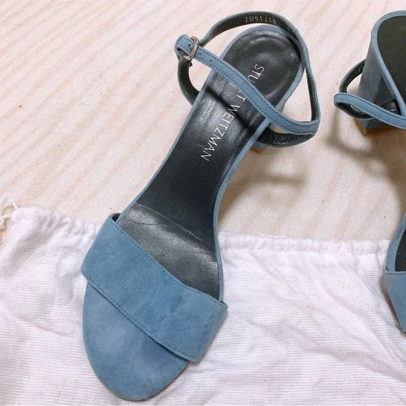 Stuart Weitzman Blue Velvet Sandals US 7 1/2M - Picture 3 of 7